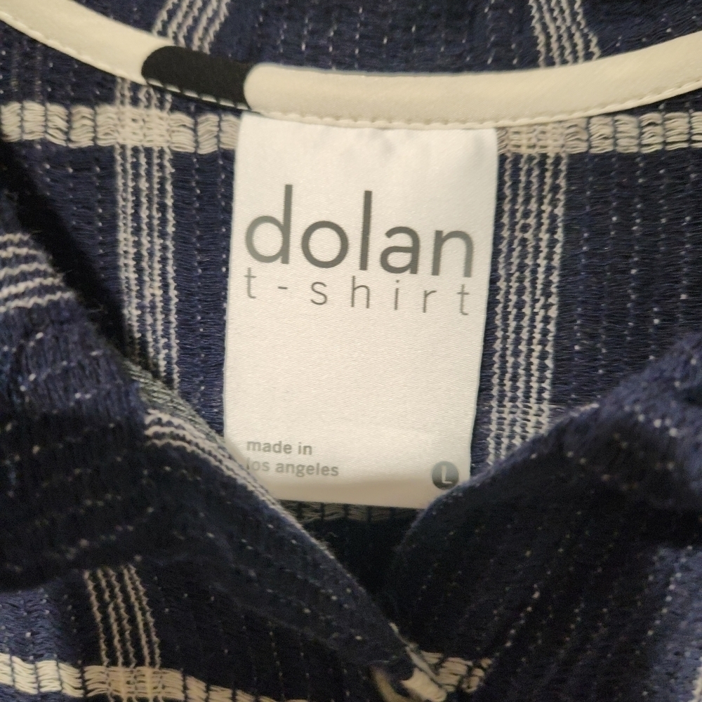 Dolan Anthropologie Breton Gauze Dress Navy Blue Plaid Tie Front Shirt Dress - Picture 7 of 11